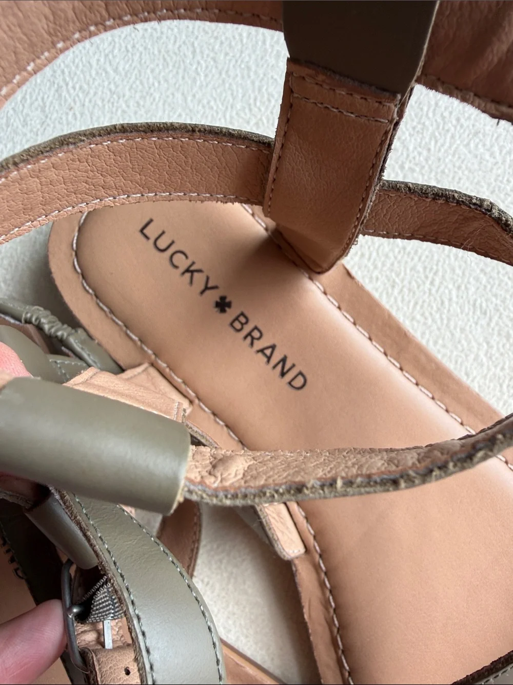 Lucky Brand Women's Olive Green Leather Strappy Sandals, “Byleth, size 9 - Picture 5 of 7